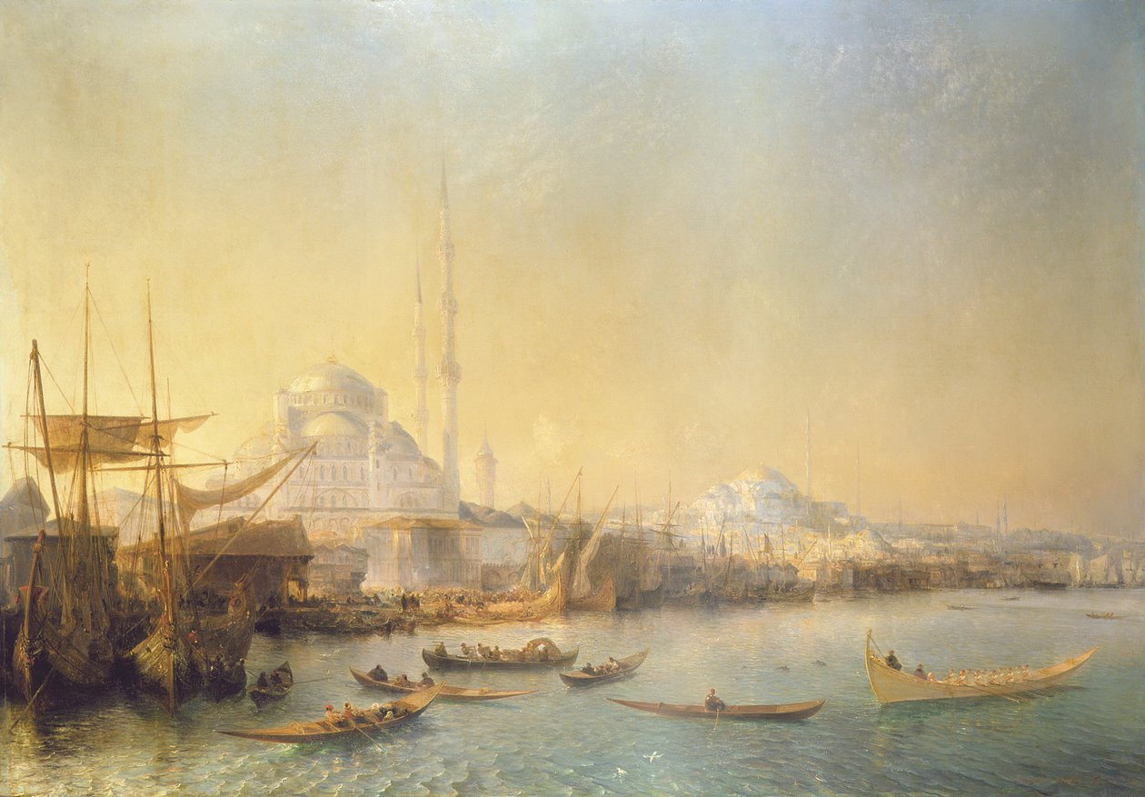 Rozsáhlý pohled na Konstantinopol a Zlatý roh, 1840 od Jean Antoine Theodore Gudin