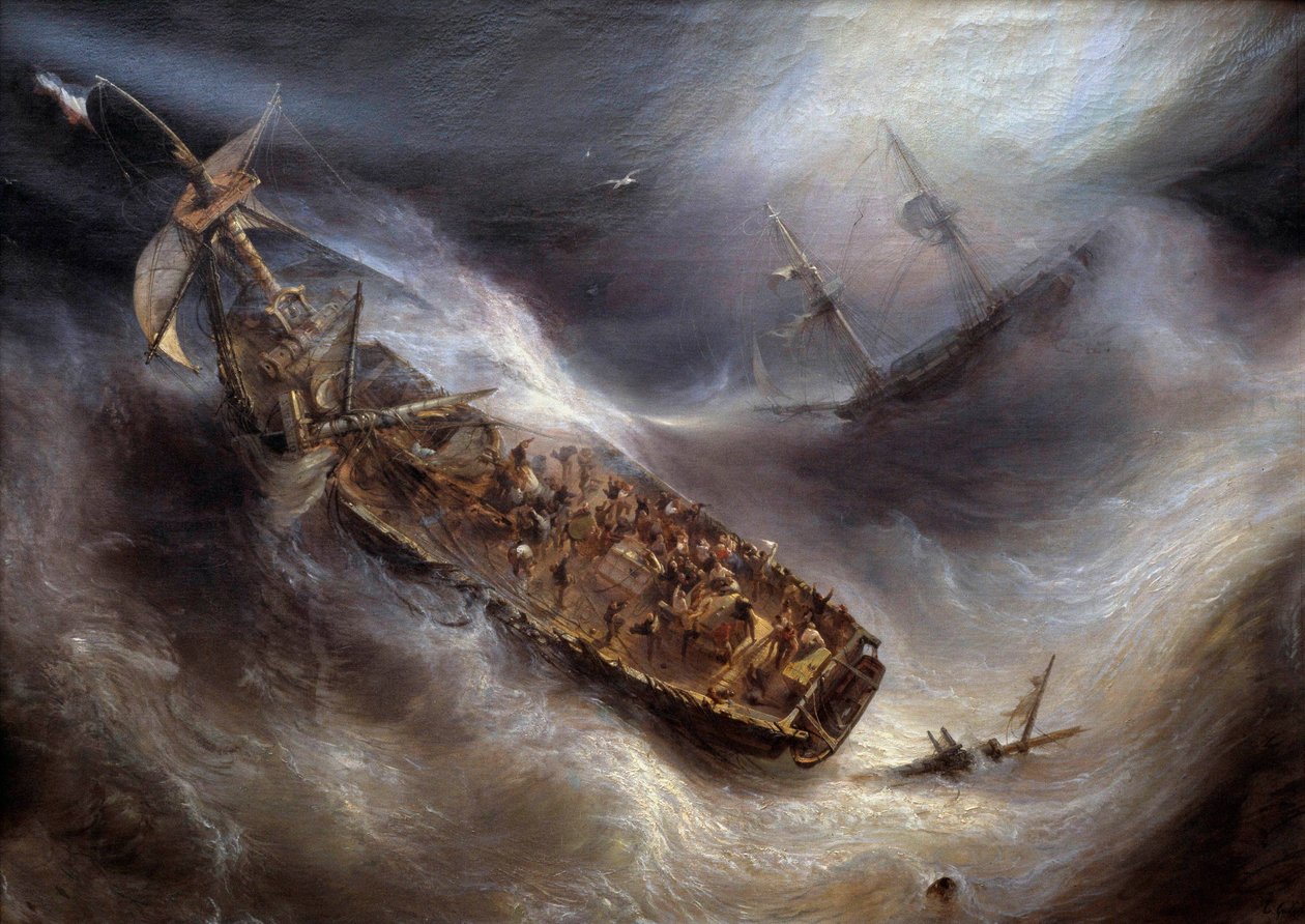Oddanost kapitána Desse z Bordeaux vůči lodi Columbus Dutch na malbě Tempete od Theodora Gudina (1802-1880) 1829 Sun. 2,1x2,95 m Bordeaux, Musee des Beaux Arts od Jean Antoine Theodore Gudin