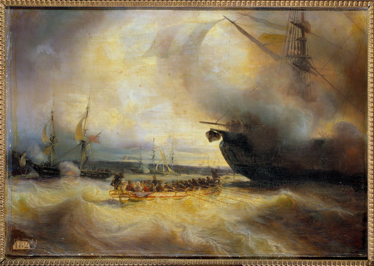 Král Ludvík Filip I. a královská rodina v přístavu Cherbourg 3. září od Jean Antoine Theodore Gudin