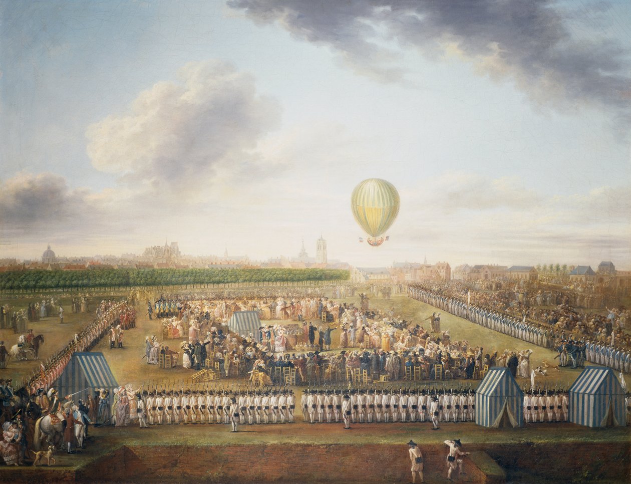 14. zkušenost Jean-Pierre Blancharda a Chevaliera Lepinarda s horkovzdušným balónem, Lille, 26. srpna od Jean Antoine Watteau
