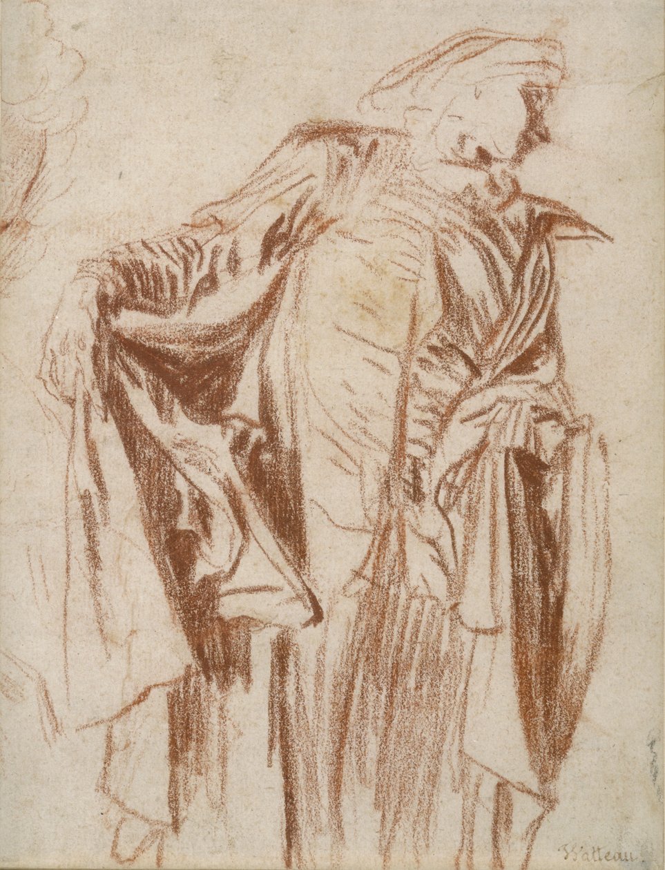 Herec stojící s hlavou otočenou doprava, c. 1719-1720 od Jean Antoine Watteau