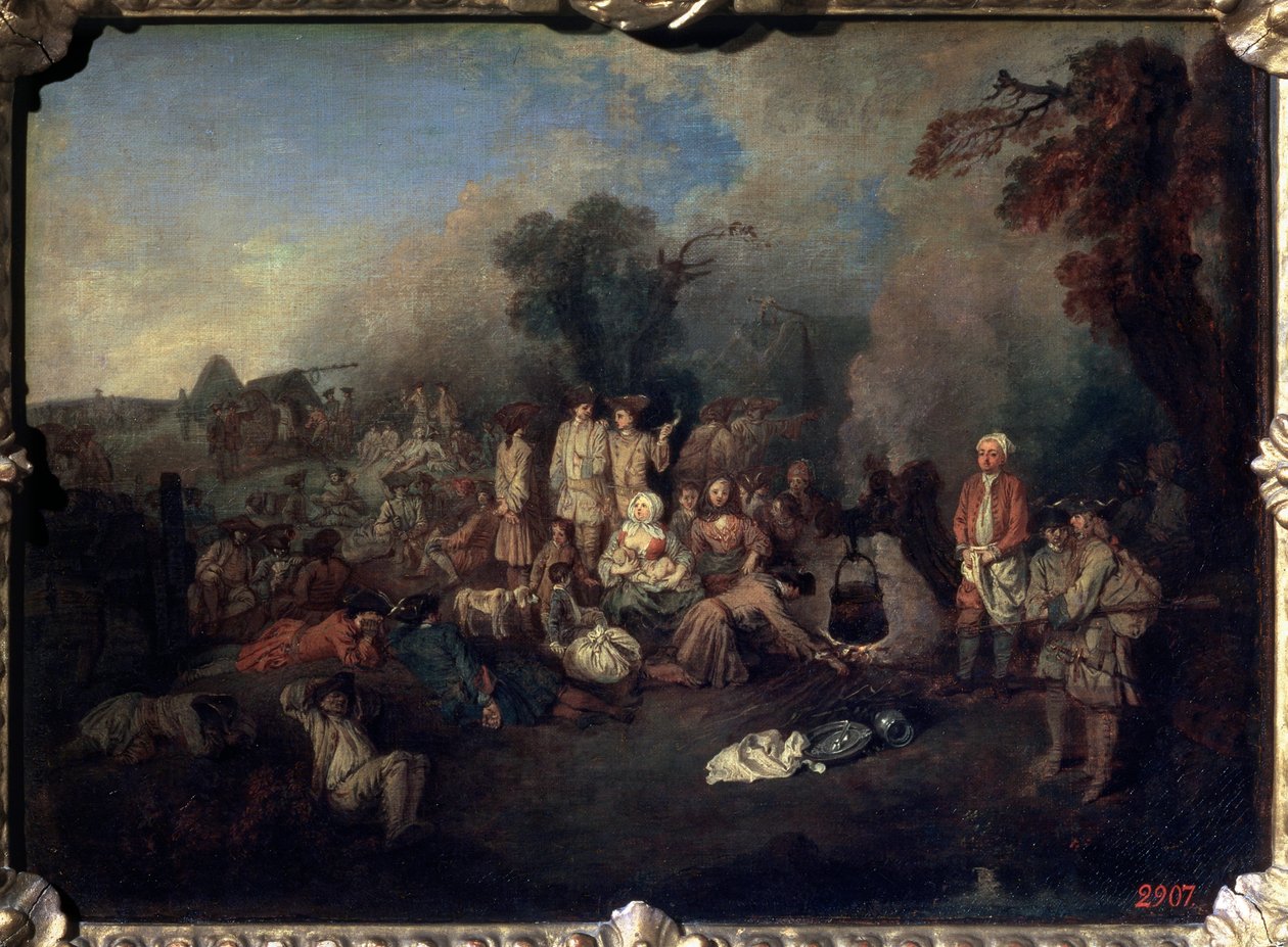 Bivak, c1710 od Jean Antoine Watteau