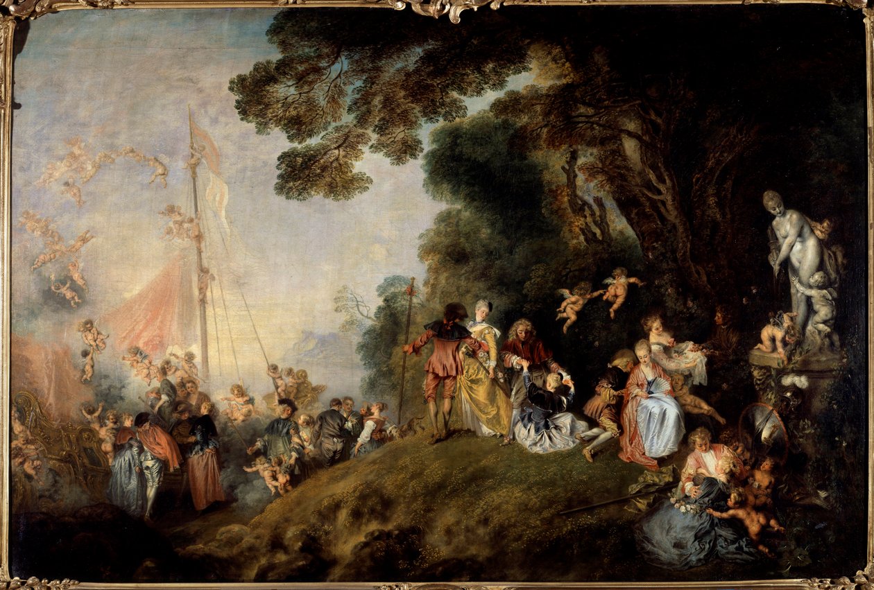 Nalodění na ostrov Cythere. Obraz Jean Antoine Watteau (1684-1721) od Jean Antoine Watteau