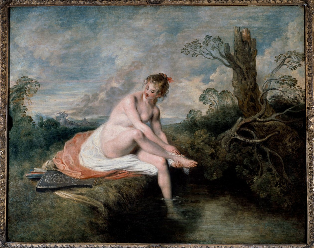 Diane v koupeli Obraz Jean Antoine Watteau (1694-1721) 18. století Sun. 0,8x1,01 m od Jean Antoine Watteau