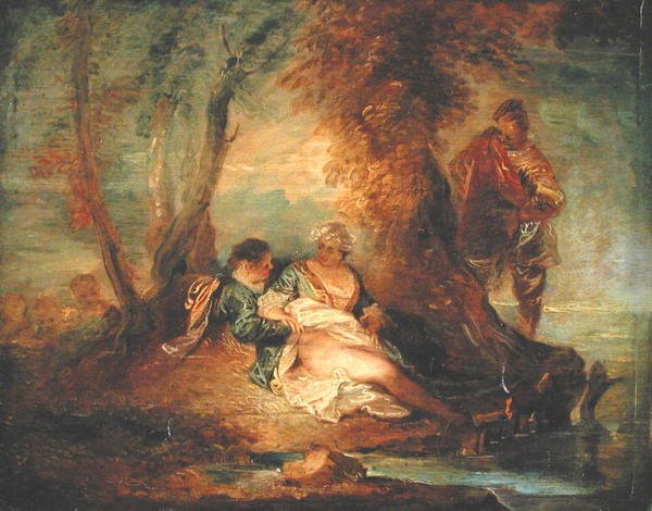 Figurky na šířku, cca 1700 (olej na panelu) od Jean Antoine Watteau
