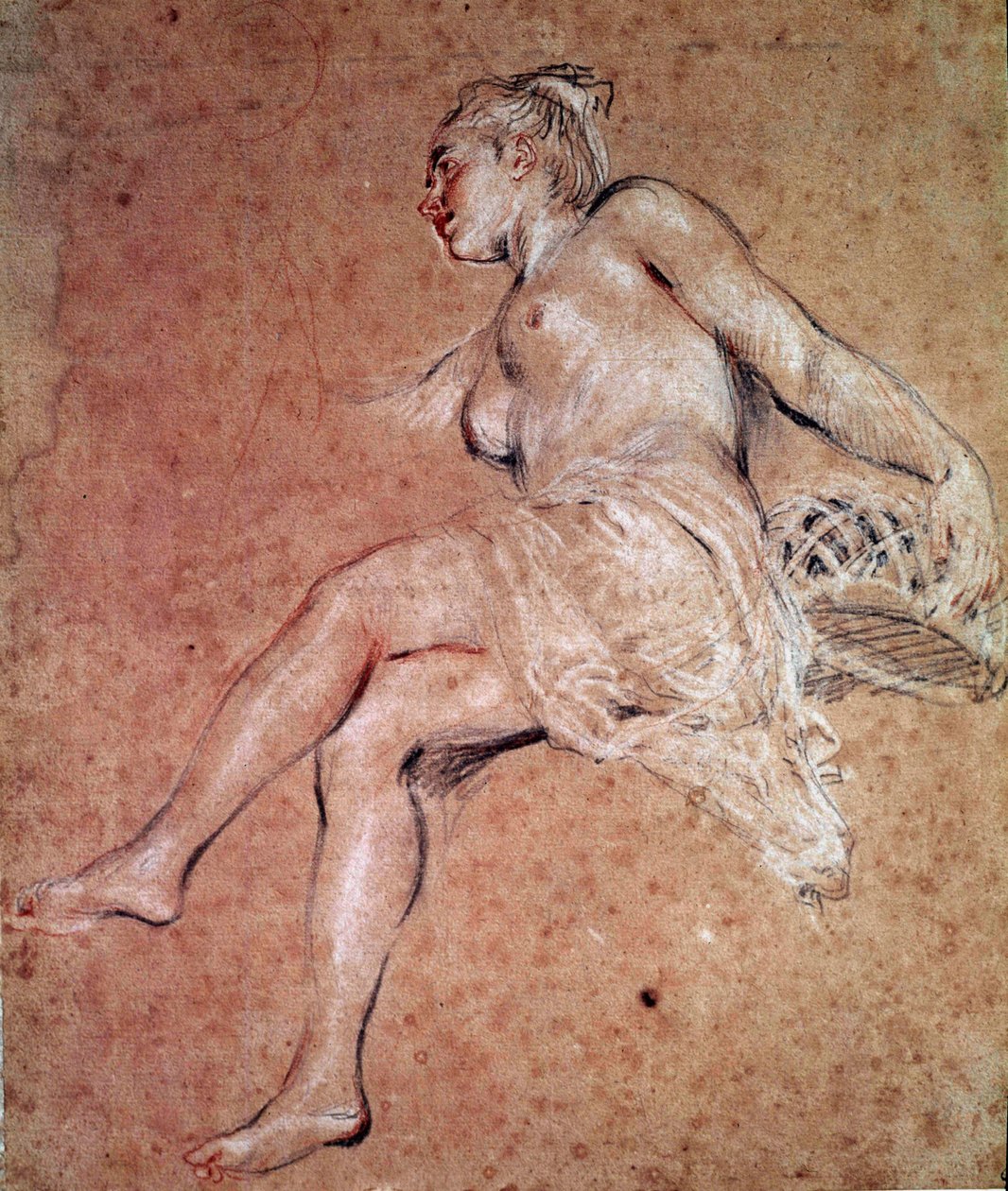 Alegorie flory léta. Krev a černá tužka od Jean Antoine Watteau od Jean Antoine Watteau