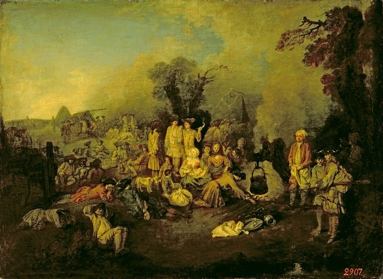 Cikánský tábor od Jean Antoine Watteau