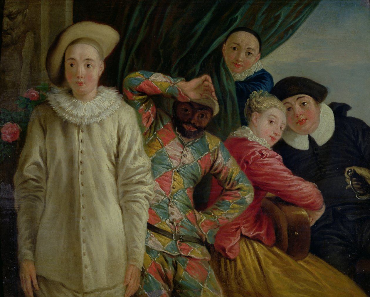 Harlekýn, Pierrot a Scapin od Jean Antoine Watteau
