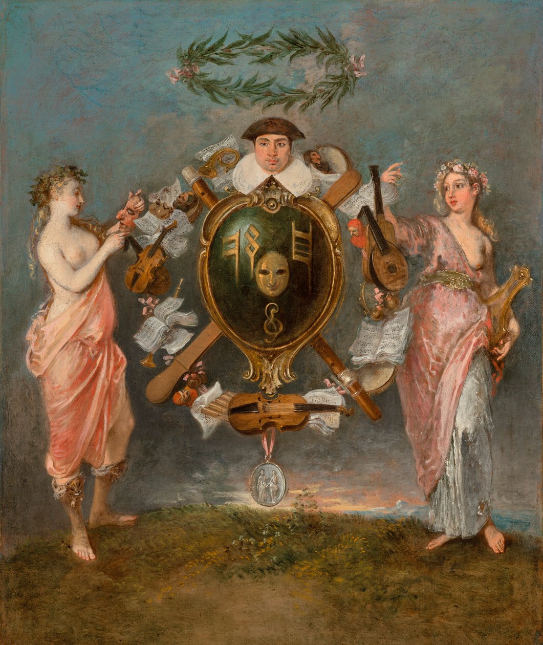 Spojenectví hudby a komedie od Jean Antoine Watteau