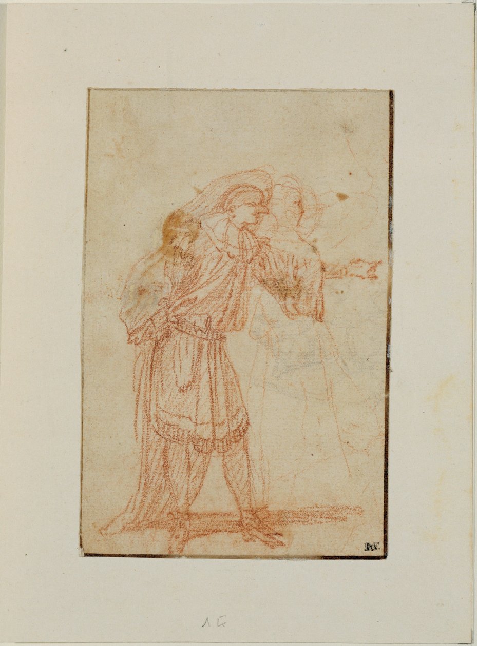 Doktor, postava z italské komedie, a žena ... od Jean Antoine Watteau