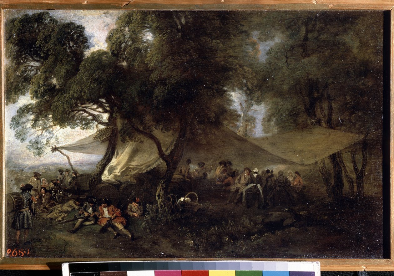 ""Oddech od války"". (Respite From War). Obraz Jean Antoine Watteau (1684-1721), kolem roku 1716. Olej na mědi. Muzeum Ermitáž, Petrohrad. od Jean Antoine Watteau
