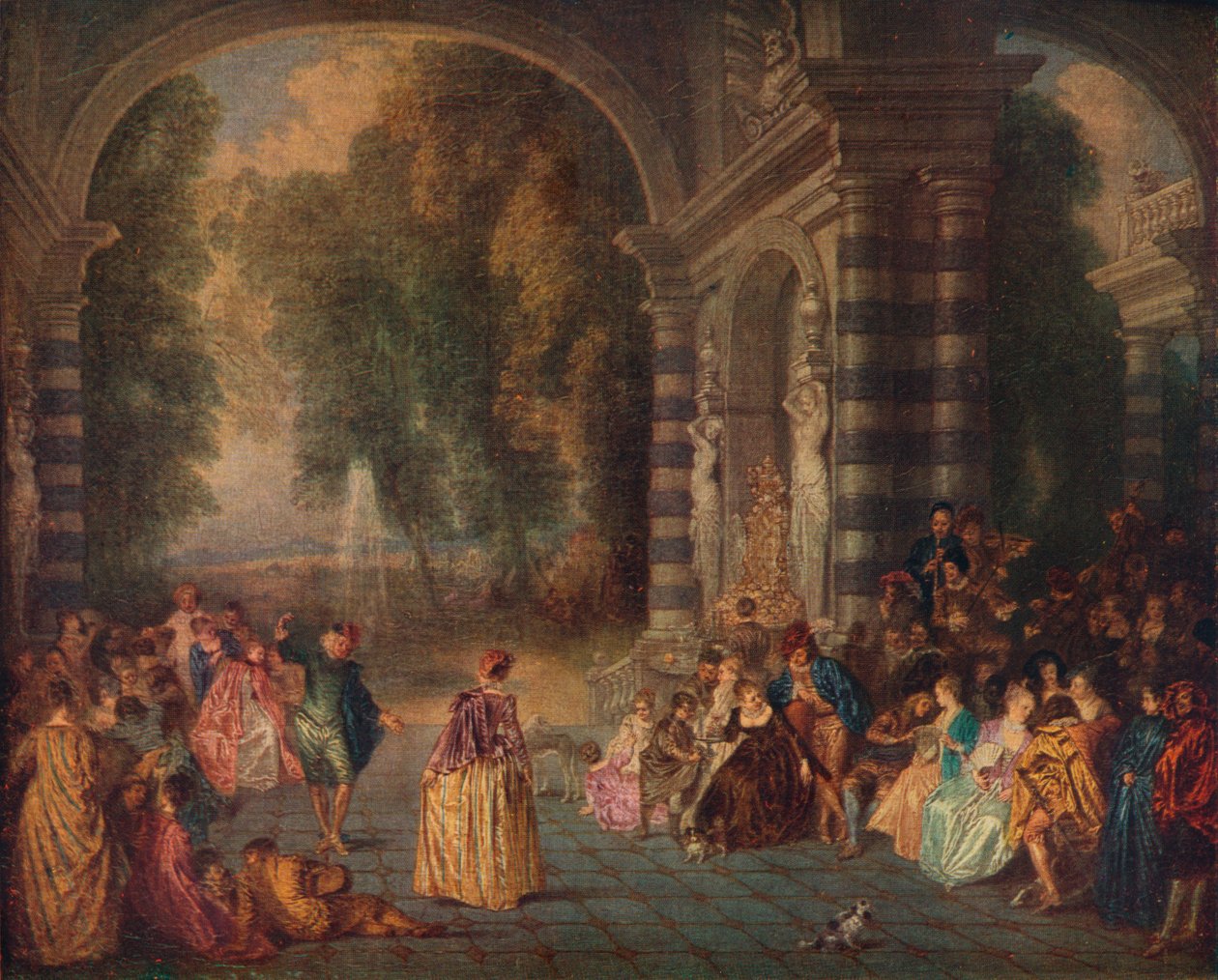 Pleasures of the Ball Le Bal Champetre, c1717 od Jean Antoine Watteau