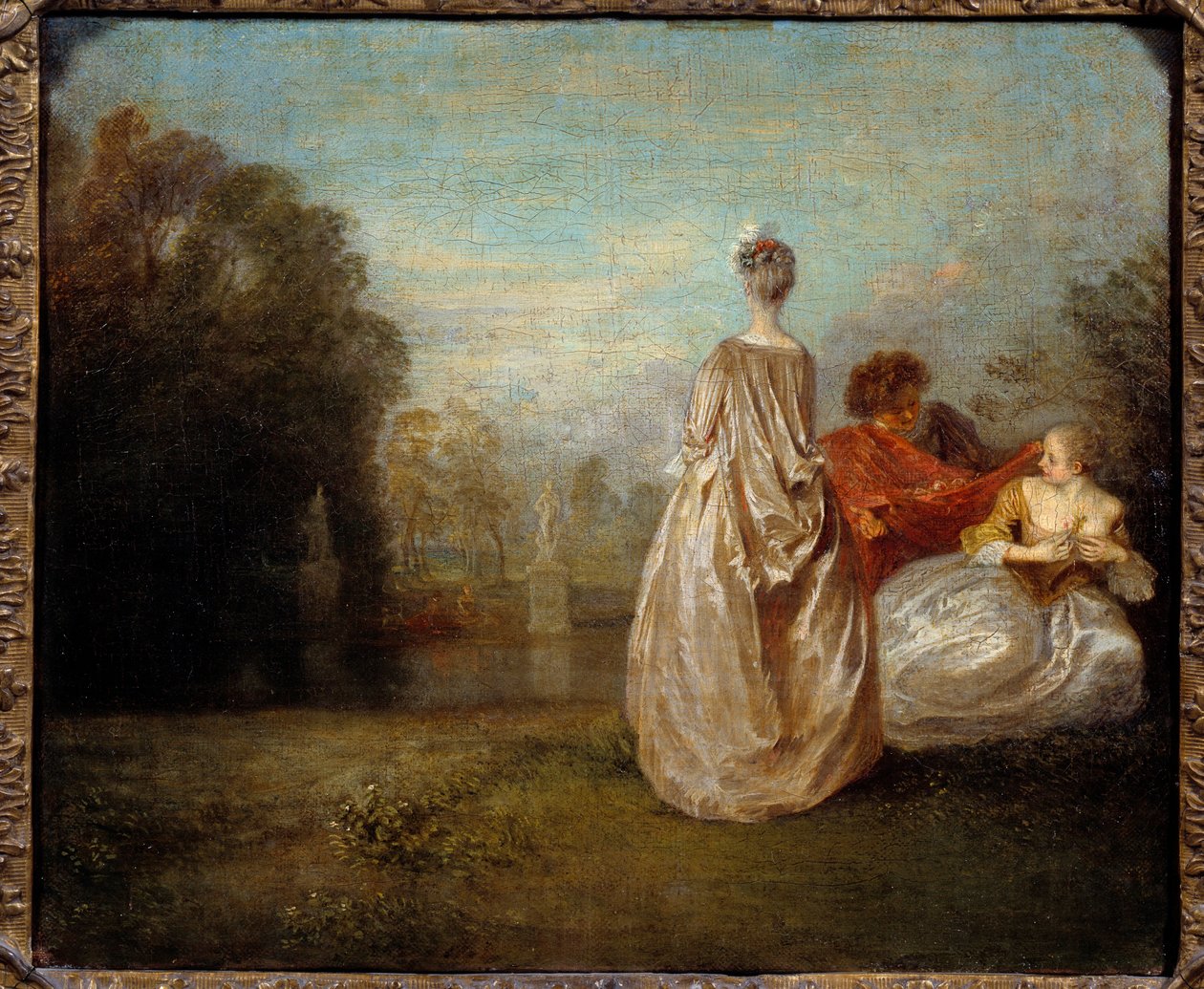 Dva bratranci ​​Obraz Jean Antoine Watteau (1684-1721) 1716 Sun. 0,35x0,26m od Jean Antoine Watteau