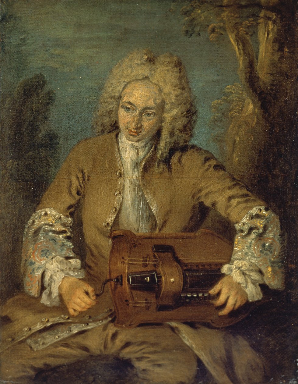 Muž hrající Hurdy-Gurdy od Jean Antoine Watteau