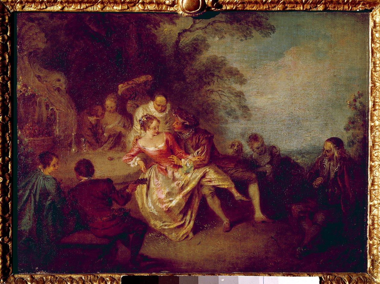 Setkání komiků. Obraz Jean Antoine Watteau (1684-1721) od Jean Antoine Watteau