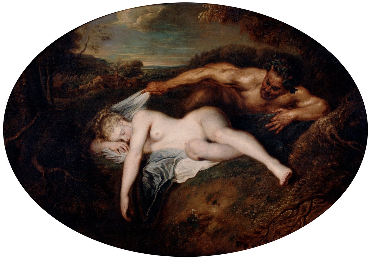 Nymph and Satyr, c1715 od Jean Antoine Watteau