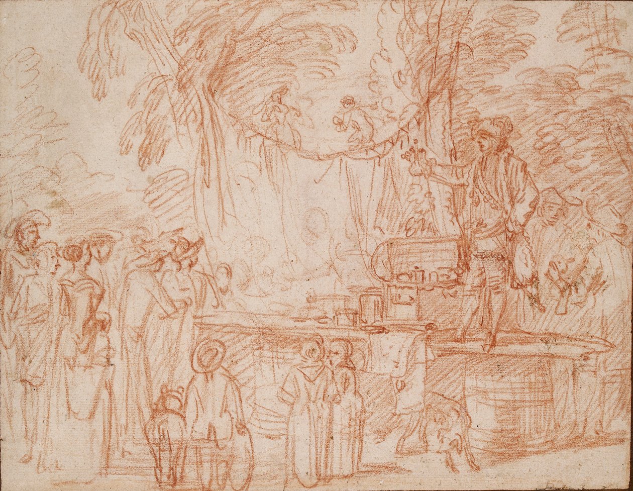 Quack Doctor prodává své zboží pod širým nebem, c1700-1720 od Jean Antoine Watteau