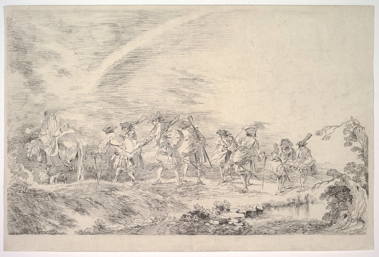 Rekruti se připojí k pluku, ca. 1715-16. od Jean Antoine Watteau