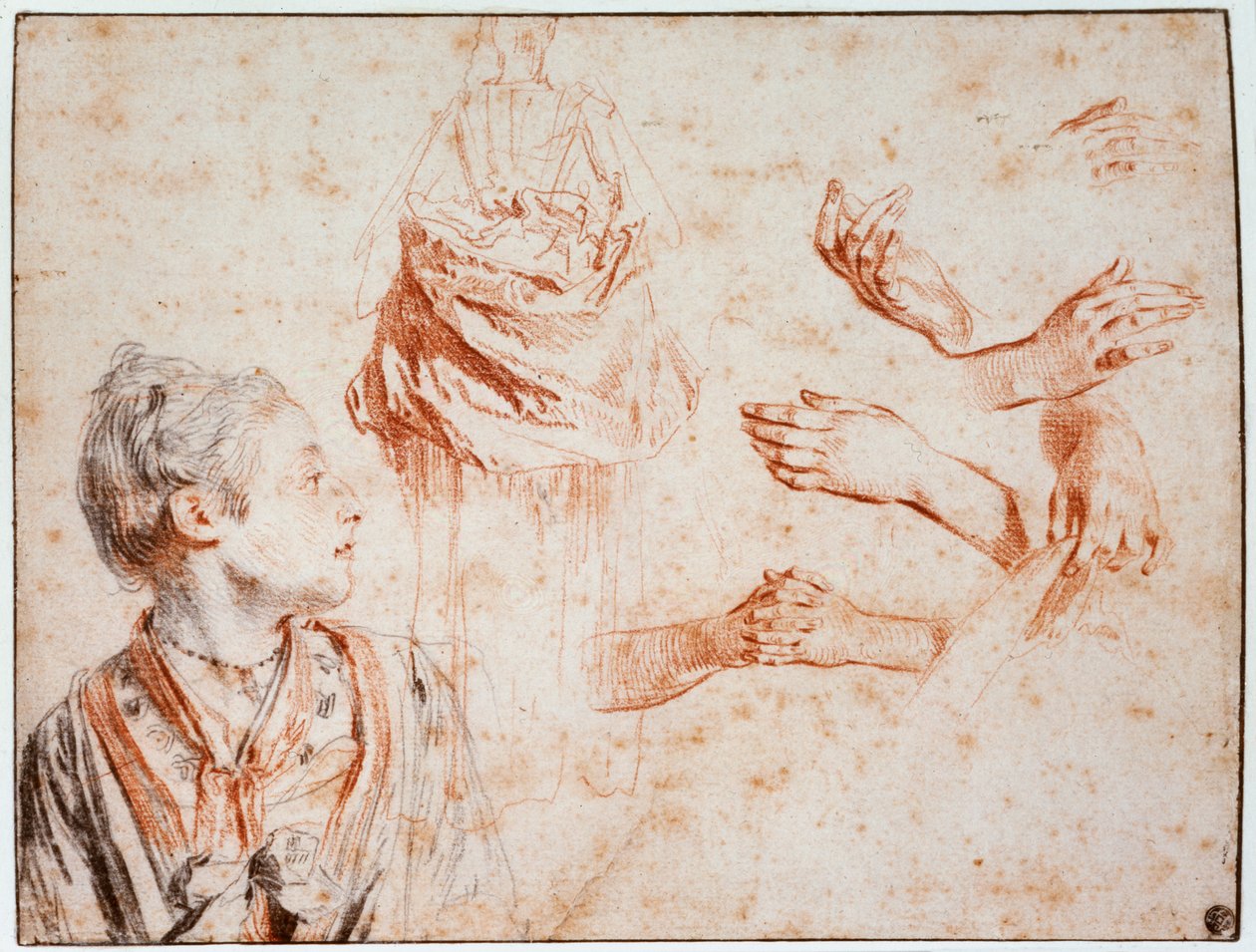 Studie, 1716-1718 od Jean Antoine Watteau