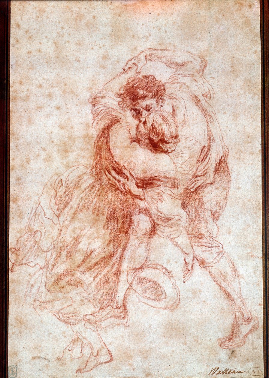 Polibek Draw má krev Jeana Antoina Watteaua (1684-1721). 18. století. Paříž, muzeum Louvre od Jean Antoine Watteau