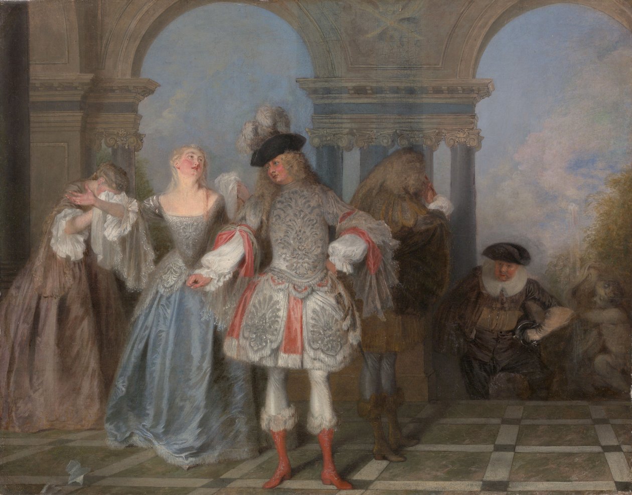 Francouzští komedianti, kolem roku 1720 (olej na plátně) od Jean Antoine Watteau