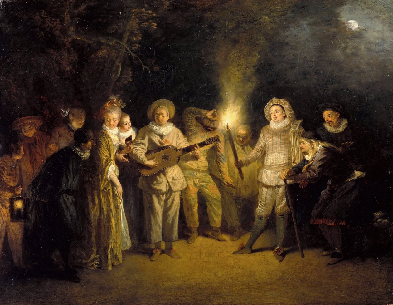 Italská komedie, po roce 1716 od Jean Antoine Watteau