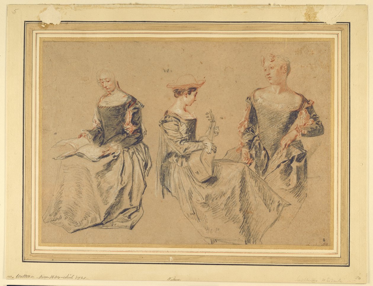 Tři studie sedících žen od Jean Antoine Watteau