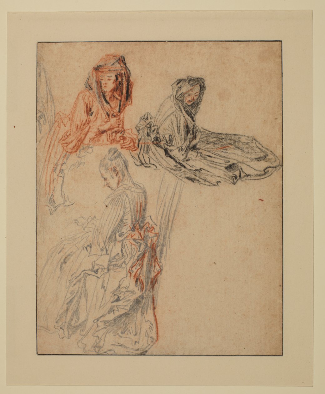 Tři studie ženských postav, 1716 - 1718 cca od Jean Antoine Watteau