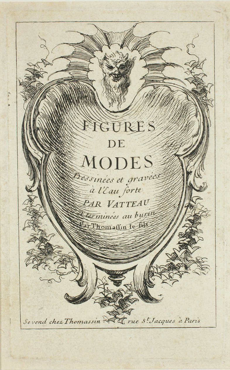 Titulní strana, od Figures de modes od Jean Antoine Watteau