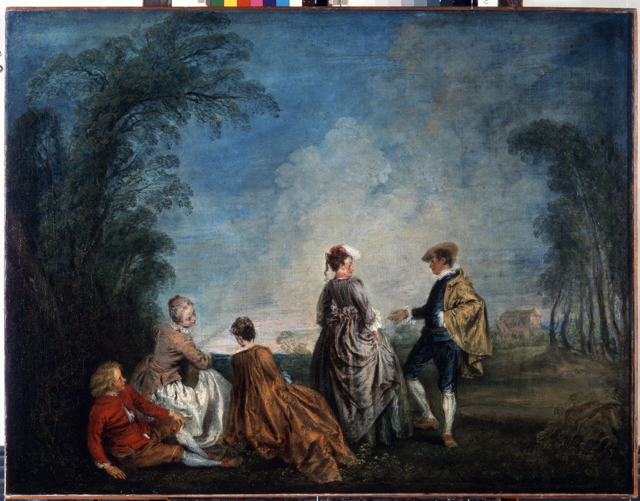 Trapný návrh. Obraz Jean Antoine Watteau (1684-1721). Olej na plátně, 65 x 84,5 cm od Jean Antoine Watteau