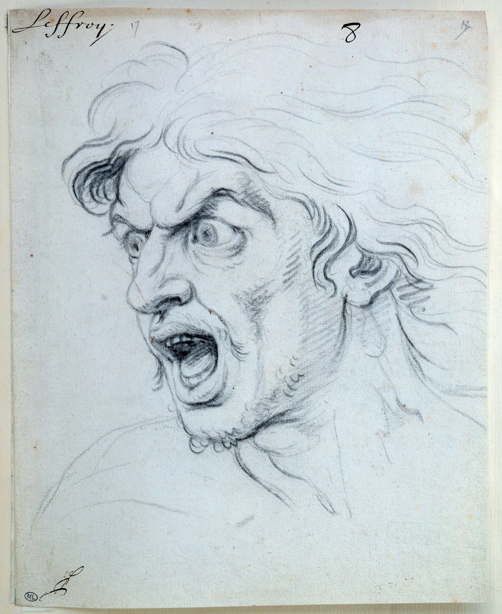 Vyjádření vášní duše; Strašný. Kresba Jean Audran (1667-1756) od Jean Audran