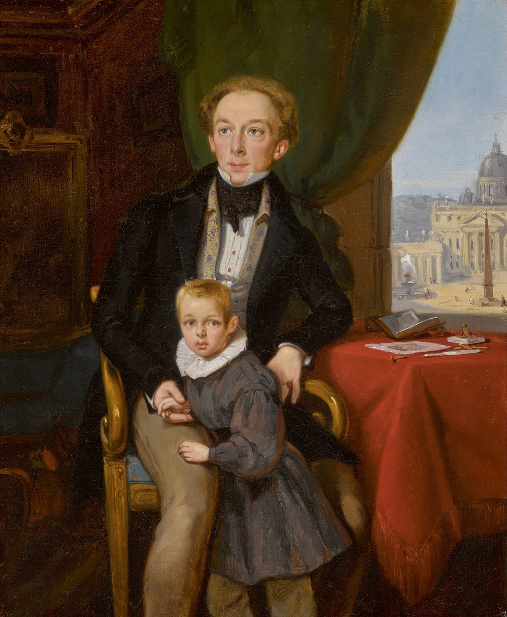 Portrét hraběte Petra Ivanoviče Meščerského 1802-1876 se synem Nikolajem, 1935. od Jean Auguste Bard
