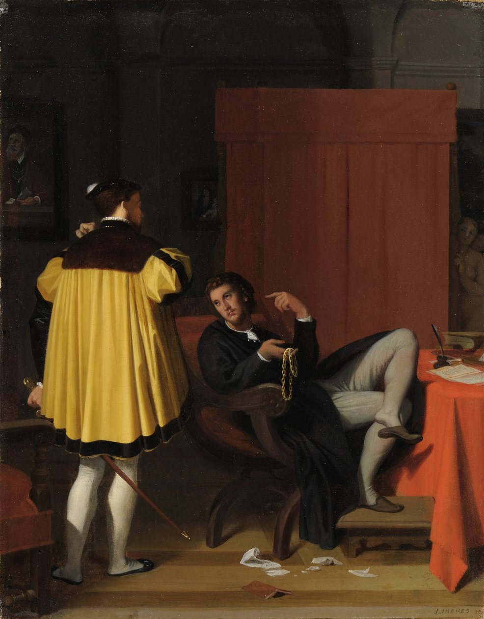 Aretino a vyslanec Karla V od Jean Auguste Dominique Ingres