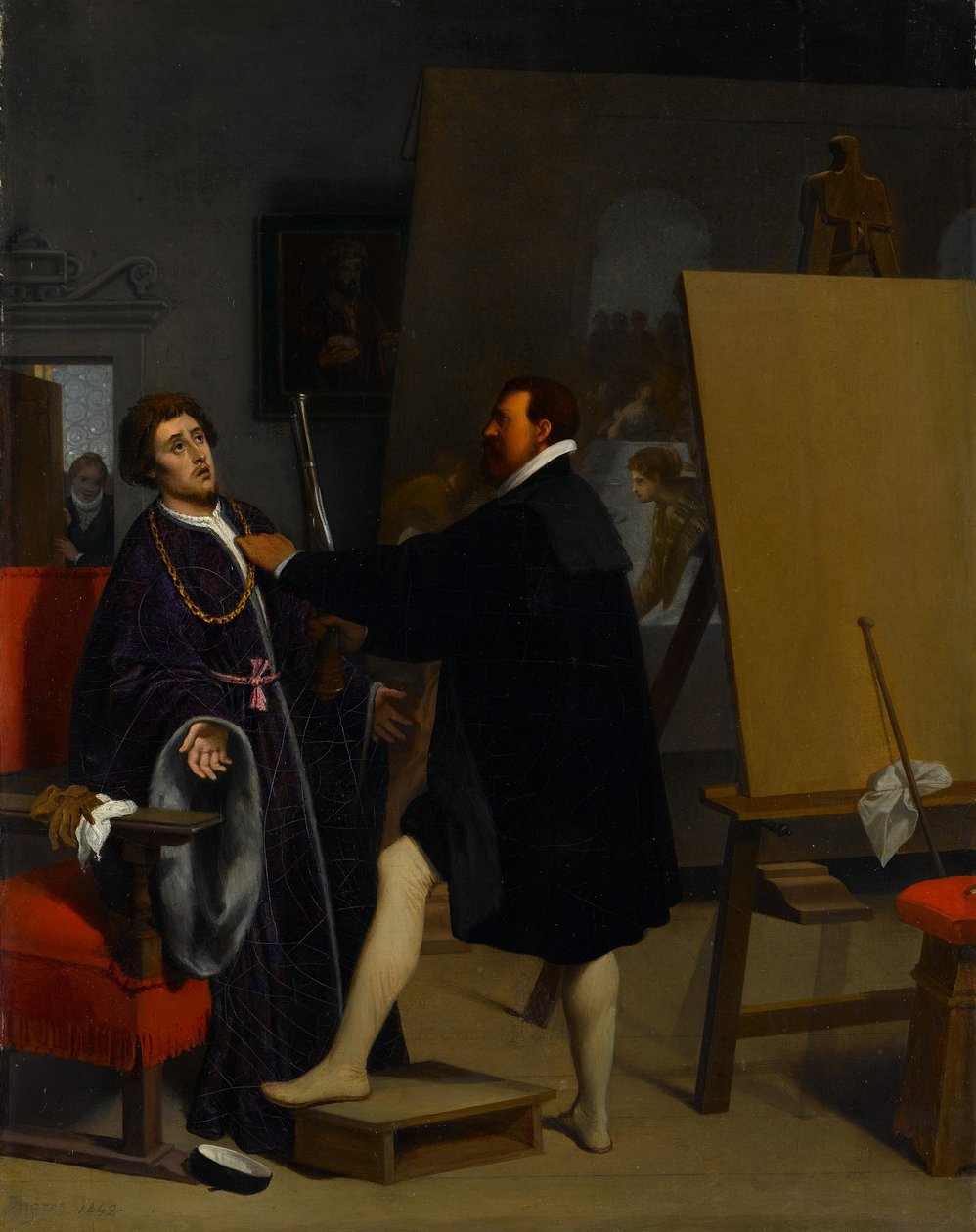 Aretino ve studiu Tintoretta od Jean Auguste Dominique Ingres