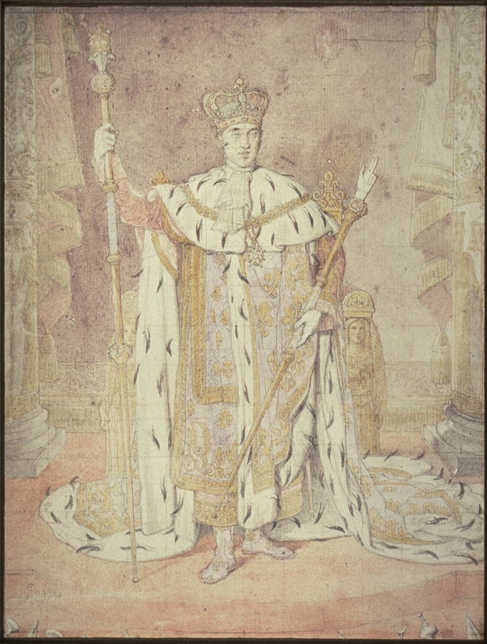Karel X. ve svém korunovačním rouchu od Jean Auguste Dominique Ingres