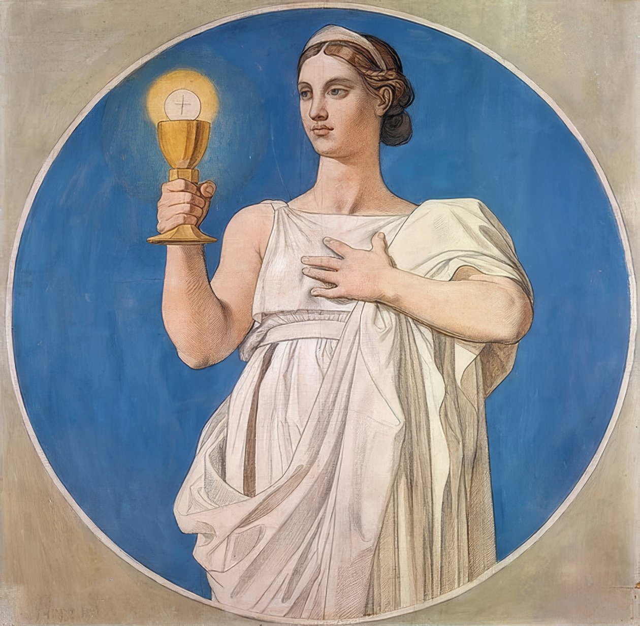 Víra. Karton na vitráže kaple Saint-Ferdinand. 1842 od Jean Auguste Dominique Ingres