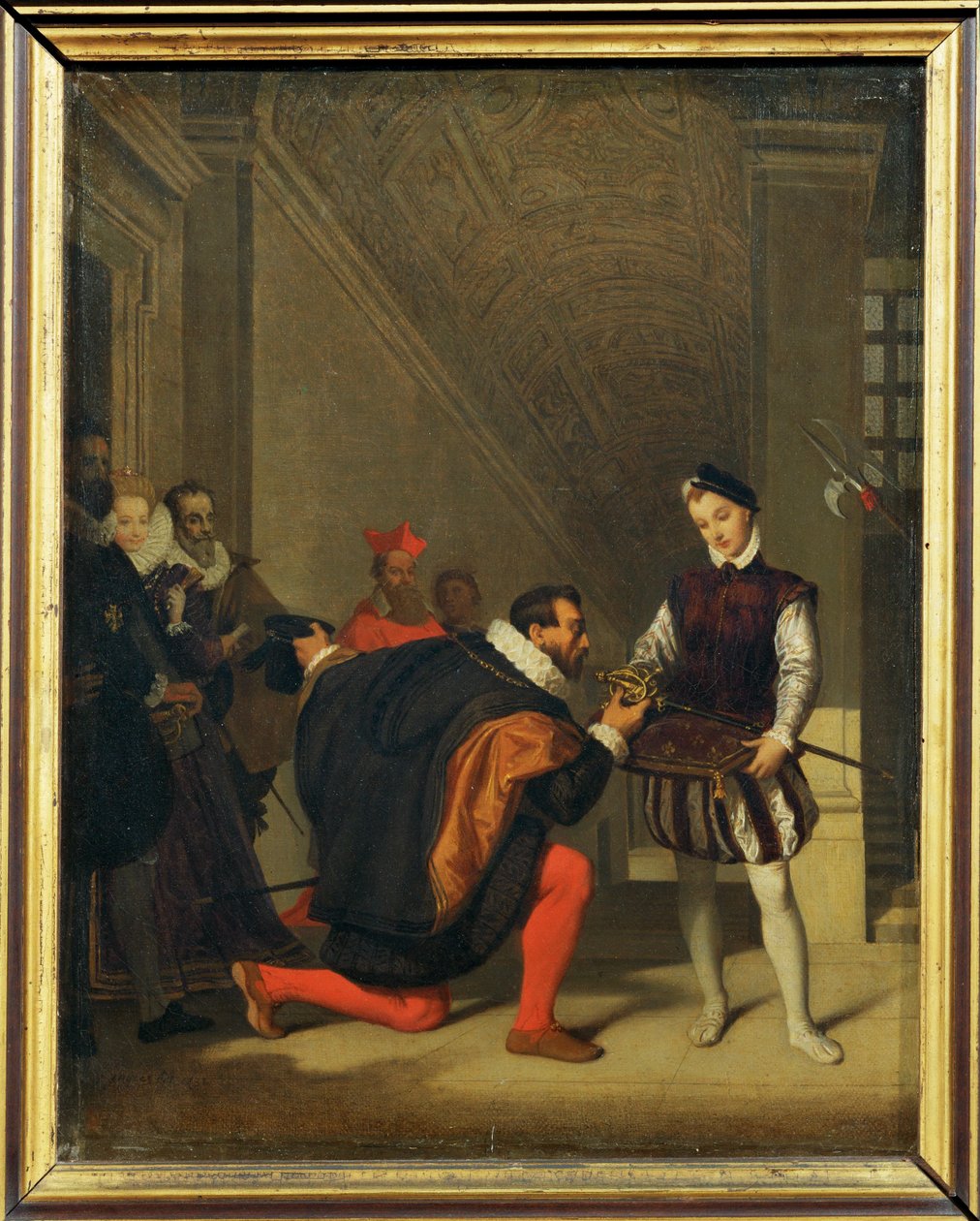 Španělský velvyslanec Don Pedro de Tolede se údajně setkal s pážetem, které neslo meč Jindřicha IV. v ... od Jean Auguste Dominique Ingres