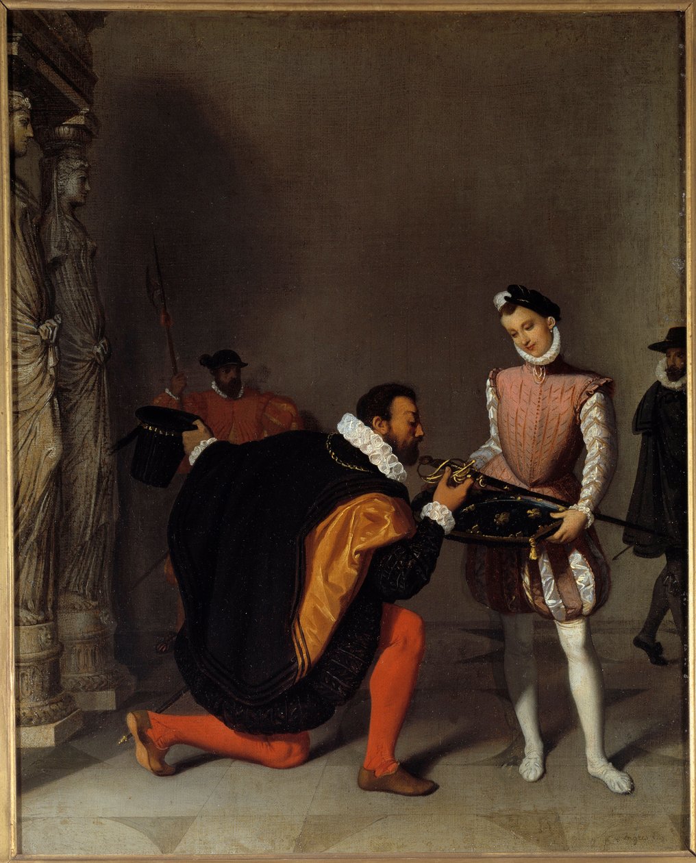 Don Pedro de Toledo, velvyslanec Filipa II. líbá v Louvre obraz od Jean-Auguste-Dominique Ingrese (1780-1867) Sun z 19. století. 0,45x0,36 m Pau, musee du chateau od Jean Auguste Dominique Ingres
