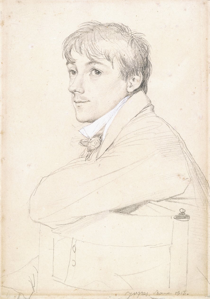 Jean-Louis Provost, sedící a opřený levou paží o opěradlo židle, 1813 od Jean Auguste Dominique Ingres