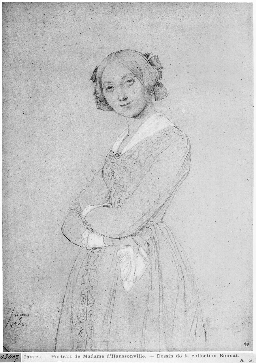 Louise de Broglie, hraběnka z Haussonville, 1842 (grafit a bílé odlesky na papíře) od Jean Auguste Dominique Ingres