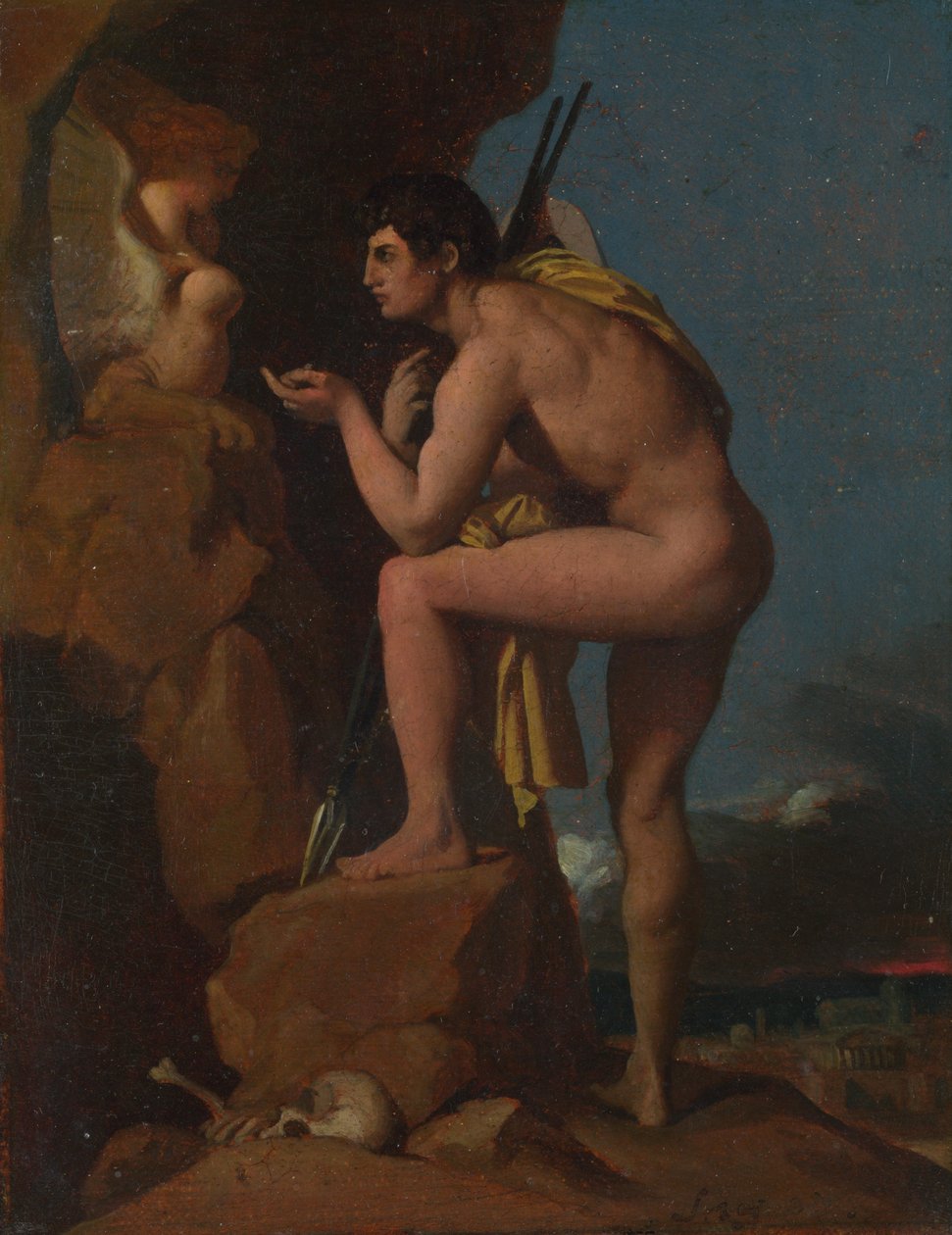 Oidipus a Sfinga, c. 1826 od Jean Auguste Dominique Ingres
