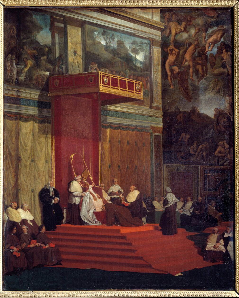 Papež Pius VII (1742 - 1823) papež od roku 1800 do roku 1823 drží kapli (Sixtinská kaple ve Vatikánu) Obraz John Augustus Dominique Ingres (1780-1867) od Jean Auguste Dominique Ingres
