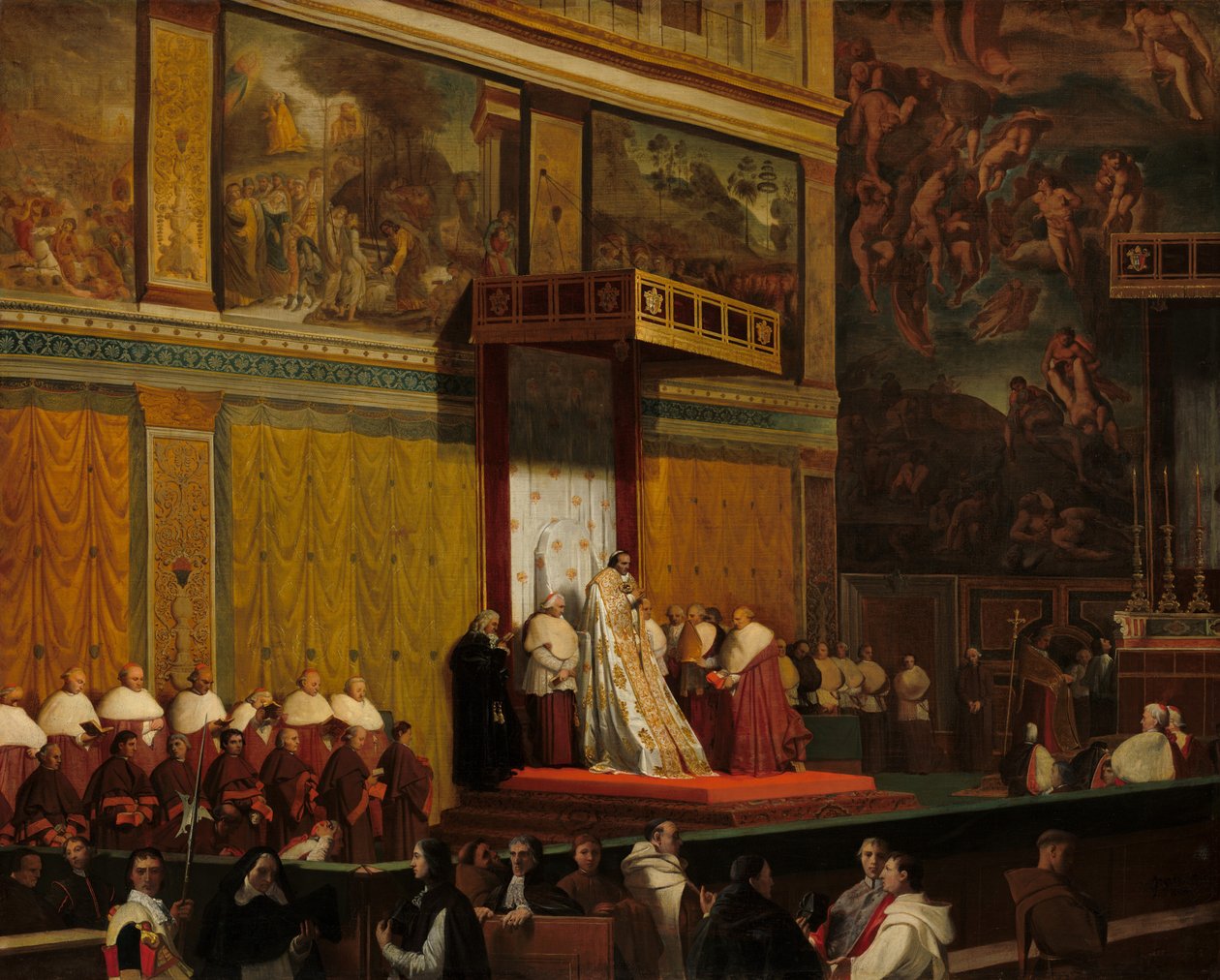 Papež Pius VII v Sixtinské kapli od Jean Auguste Dominique Ingres