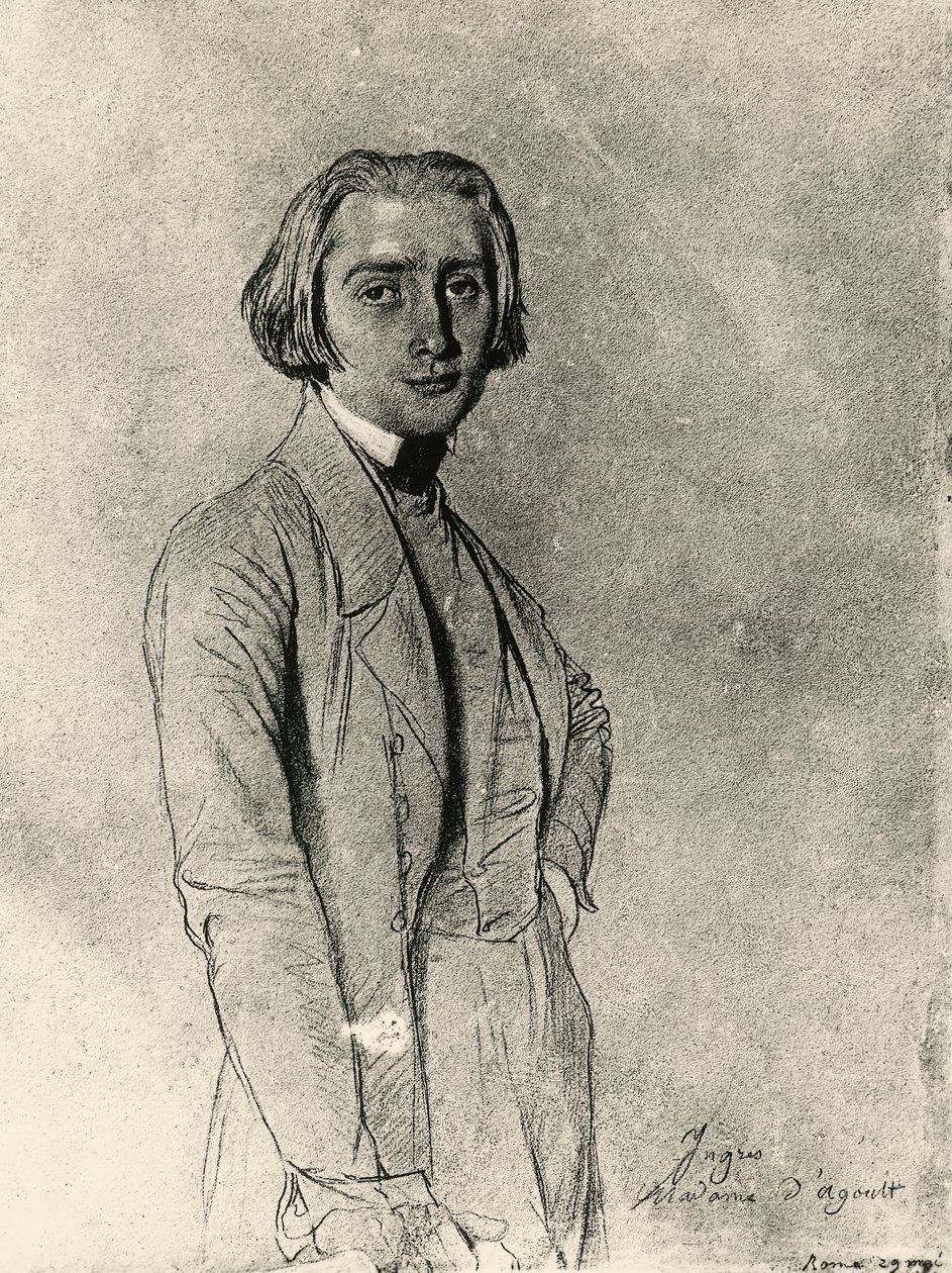 Portrét Franze Liszta (kresba) od Jean Auguste Dominique Ingres