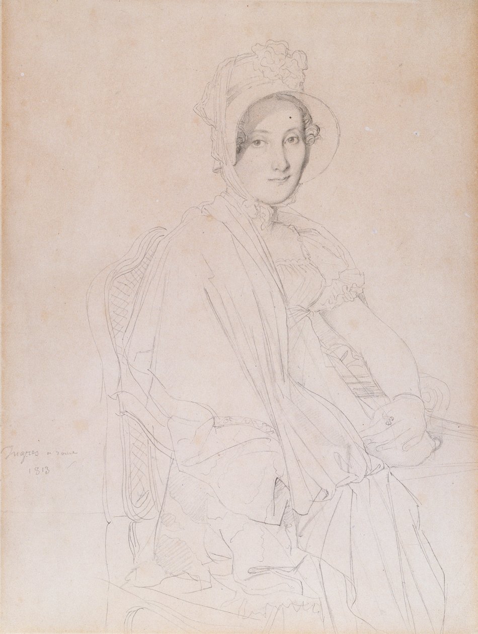 Portrét Marie Marcoz, později Vicomtesse de Senonnes de Senonnes, 1813 (grafitová tužka na tkaném papíře) od Jean Auguste Dominique Ingres