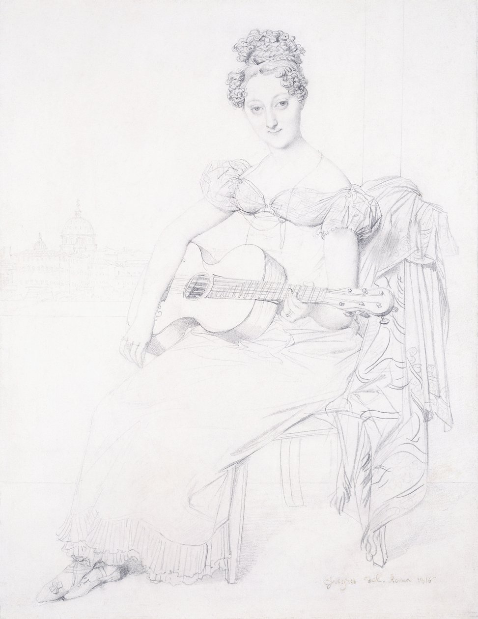 Portrét slečny Elizabeth Keatingové hrající na kytaru, 1816 od Jean Auguste Dominique Ingres