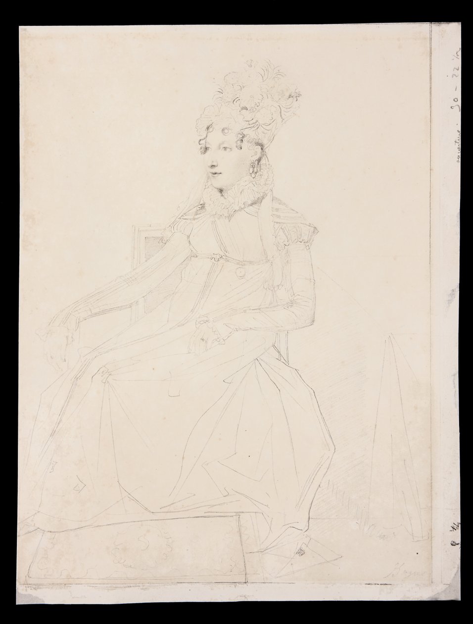 Portrét královny Caroline Murat (tužka na papíře) od Jean Auguste Dominique Ingres