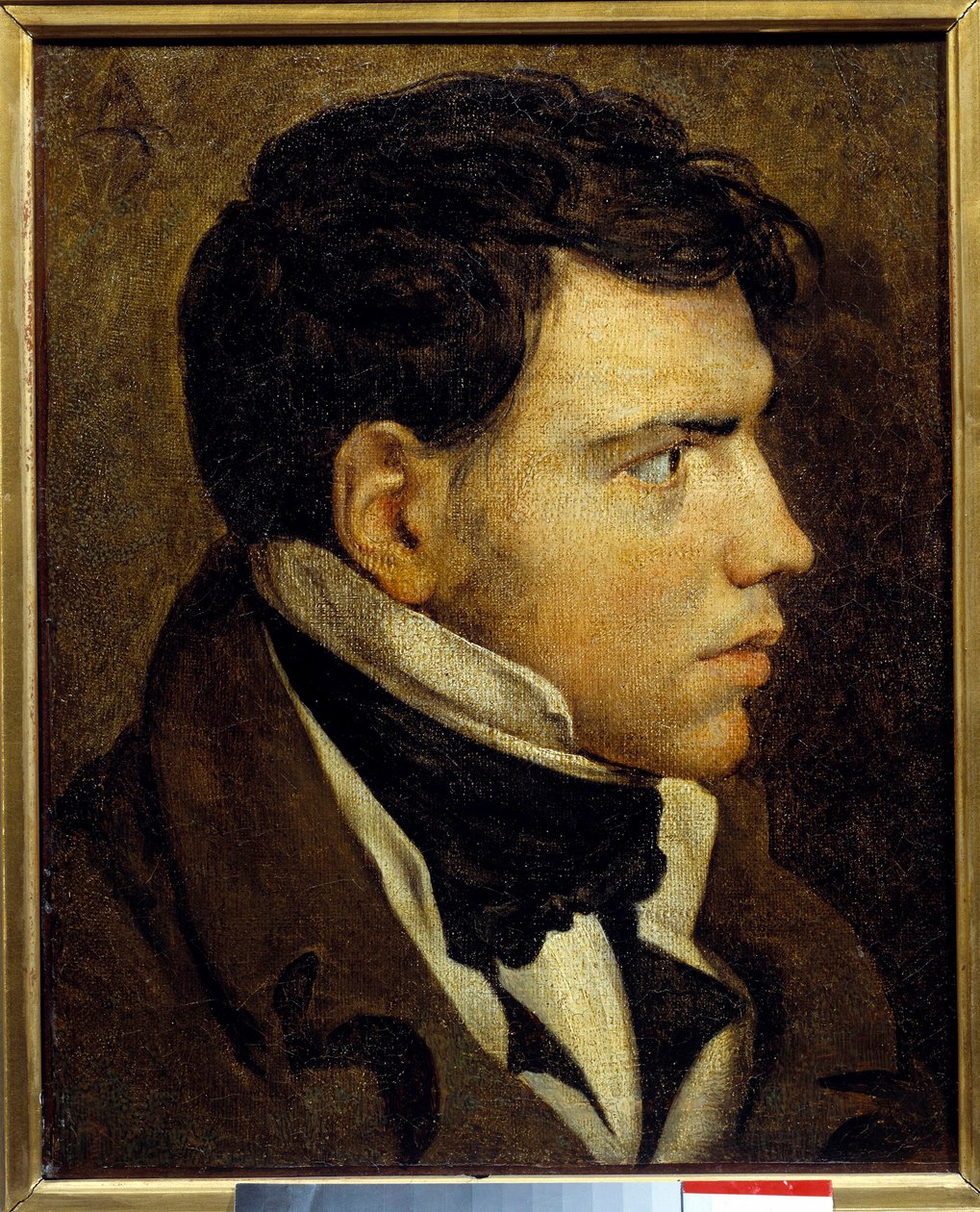 Portrét mladého muže Obraz Jean Auguste Dominique Ingres (1780-1867) 19. století Sun. 0,39x0,31 m Bayonne, muzeum Bonnat - Portrét mladého muže. Obraz Dominique Ingres (1780-1867) od Jean Auguste Dominique Ingres
