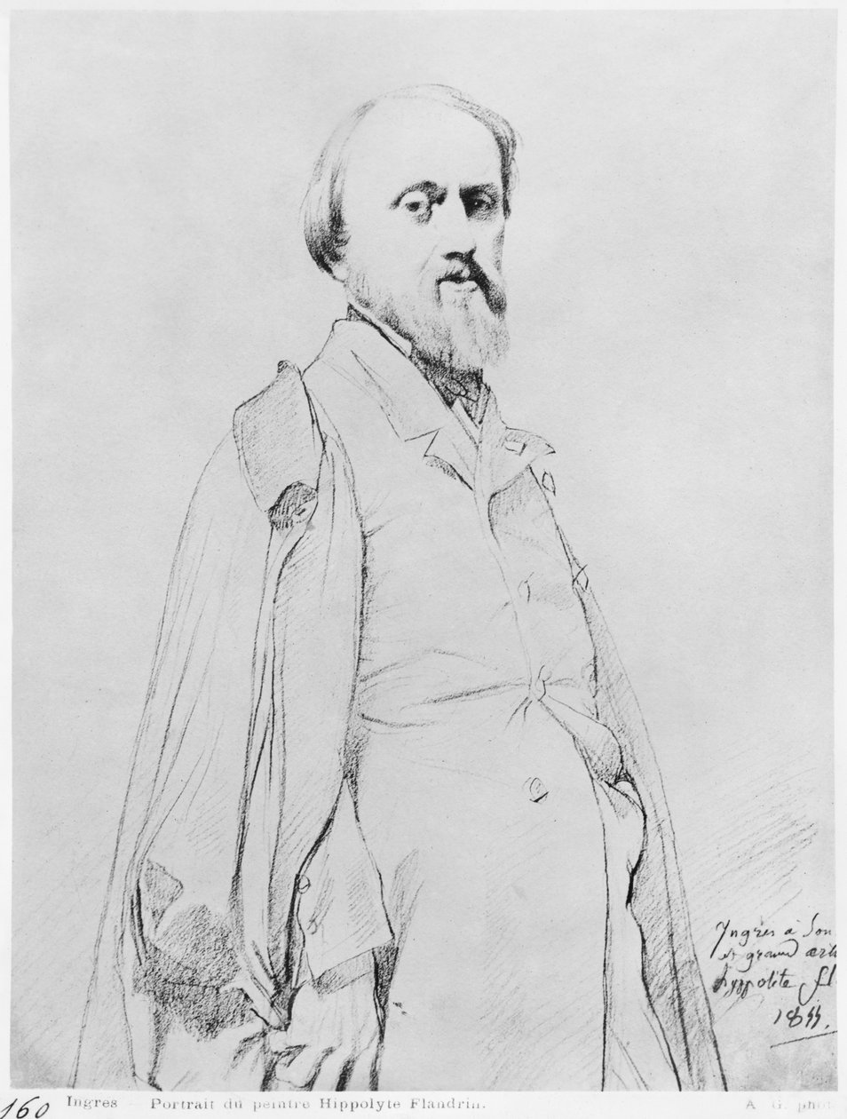 Portrét malíře Hippolyte Flandrin, 1844 (grafit na papíře) od Jean Auguste Dominique Ingres