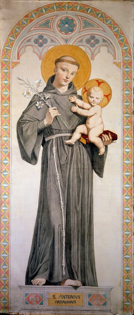 Svatý Antonín Paduánský (sv. Antonín Paduánský). Obraz Jean Auguste Dominique Ingres (1780-1867) od Jean Auguste Dominique Ingres